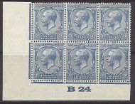 2½d Blue Block Cypher Control B24 imperf  UNMOUNTED MINT MNH