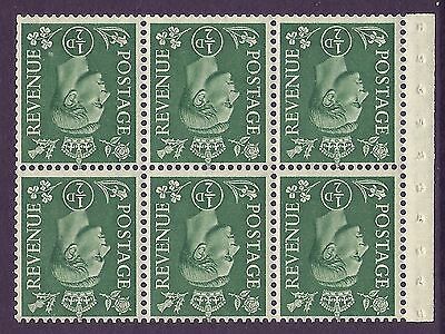 QB4a perf type I - ½d Pale Green Booklet pane Inverted UNMOUNTED MINT