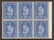 QB15a perf type I -1d Light Ultramarine Booklet pane UNMOUNTED MINT