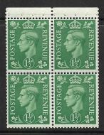 QB27 perf type P -1½d Pale Green Booklet pane UNMOUNTED MINT MNH