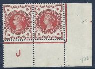 ½d Vermilion Jubilee control J perf corner pair - frame break MOUNTED MINT