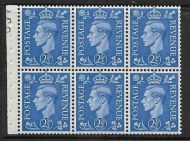 QB33 2½d Light Ultramarine booklet pane imperf UNMOUNTED MNT MNH