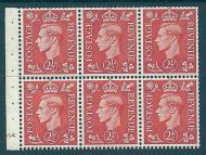 QB34 2½d Pale Scarlet Booklet pane perf I Cyl J66 No Dot UNMOUNTED MNT MNH