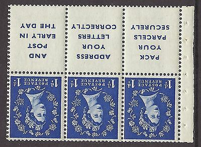 SB29a 1d Wilding booklet pane perf type I UNMOUNTED MNT MNH