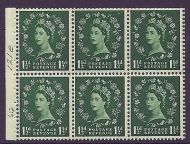 SB72 Wilding booklet pane Blue Phos perf type I UNMOUNTED MNT MNH