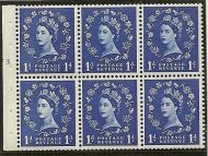 SB26 1d Wilding booklet pane perf type I Cylinder F3T No Dot MOUNTED MNT