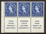 SB29 1d Wilding booklet pane perf type I UNMOUNTED MNT MNH