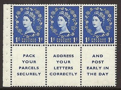 SB29 1d Wilding booklet pane perf type I UNMOUNTED MNT MNH