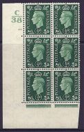 1937 ½d Green Dark colours C38 42 No Dot Perf 5(E I) block 6 UNMOUNTED MINT MNH