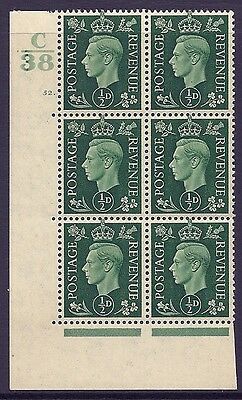 1937 ½d Green Dark colours C38 52 Dot Perf 5(E I) block 6 UNMOUNTED MINT MNH