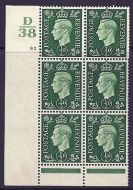 1937 ½d Green Dark colours D38 82 No Dot Perf 6(I P) block 6 UNMOUNTED MINT MNH