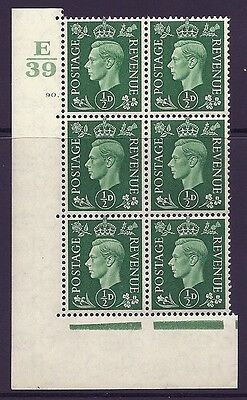1937 ½d Green Dark colours E39 90 Dot Perf 5(E I) block 6 UNMOUNTED MINT MNH