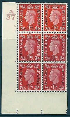 1937 1d Scarlet Dark colours A37 8 Dot Perf 5(E I) block 6 UNMOUNTED MINT MNH
