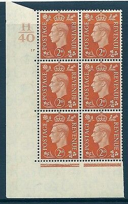 1937 2d Orange Dark colours H40 17 No Dot perf 5(E I) block 6 UNMOUNTED MINT MNH