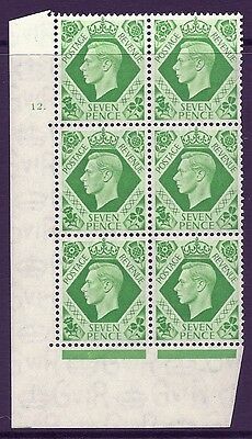 1939 7d Dark colours 12 Dot perf 5(E I) block 6 UNMOUNTED MINT MNH
