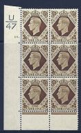 1939 1 - Bistre-Brown U47 16 Dot perf 6B(E P) block 6 UNMOUNTED MINT MNH