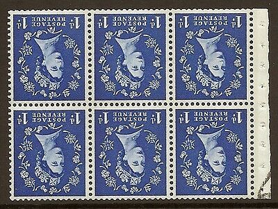 SB41a 1d Wilding booklet pane Blue phos on Cream perf type I UNMOUNTED MNT MNH