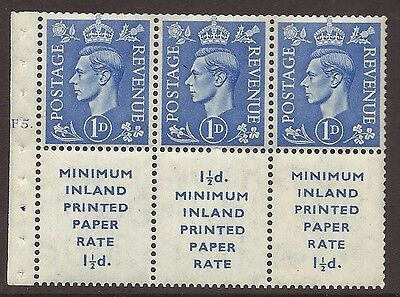 QB18 1d Light Ultramarine Booklet pane perf Ie top Cyl F5 Dot UNMOUNTED MNT MNH