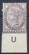 1d lilac control U imperf single with jubilee line MOUNTED MINT