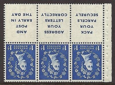SB29a 1d Wilding booklet pane perf type I UNMOUNTED MNT MNH