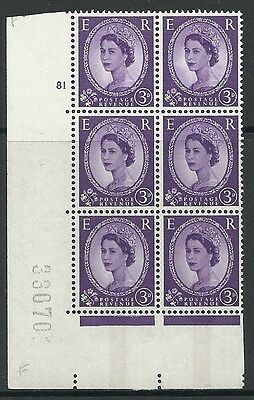 3d Wilding Violet 9.5mm Phosphor CB cyl 81 No Dot perf A(E I) UNMOUNTED MINT