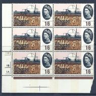 1964 Geographical (Phos) 1 6 No Dot Cylinder Block With Narrow Bands MNH
