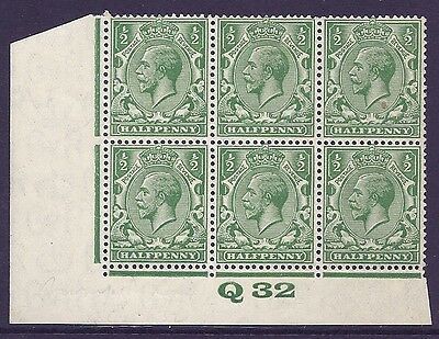 ½d Green Block Cypher Control Q32 imperf Lightly MOUNTED MINT top middle stamp