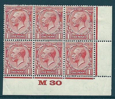 1d Scarlet Block Cypher Control M30 imperf MOUNTED MINT to top stamps