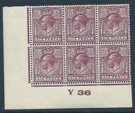 6d Purple Block Cypher Control Y36 imperf UNMOUNTED MINT
