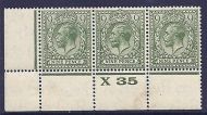 N43(4) 9d Olive Block Cypher Control X35 perf - perf type 2A(P) UNMOUNTED MINT