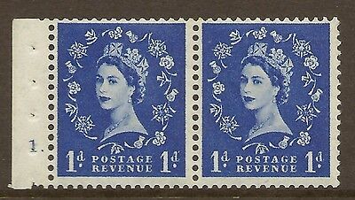 SB28 1d Wilding booklet pane perf type E cyl 1 Dot UNMOUNTED MNT MNH