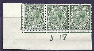 N14(1) ½d Green Control J 17 imperf UNMOUNTED MINT light creasing