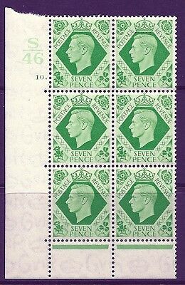 Sg 471 1939 7d Dark colours S46 10 Dot perf 6B(E P) block 6 UNMOUNTED MINT
