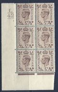 5d Brown Dark colours L42 1 Bar 3 No Dot perf 5(E I) block 6 UNMOUNTED MINT MNH