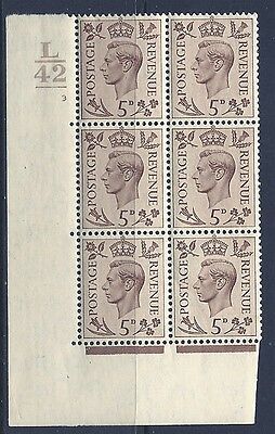 5d Brown Dark colours L42 1 Bar 3 No Dot perf 5(E I) block 6 UNMOUNTED MINT MNH