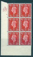 1937 1d Red Dark colours A37 4 Dot perf 5(E I) block 6 UNMOUNTED MINT MNH
