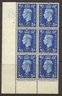 1937 2½d Blue Dark colours G40 6 No Dot perf 6(I P) block 6 UNMOUNTED MINT MNH