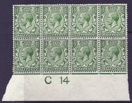 N14(7) ½d Deep Bright Green Control C14 imperf UNMOUNTED MINT