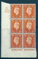 1937 2d Orange Dark colours G40 14 No Dot perf 5(E I) block 6 UNMOUNTED MINT MNH