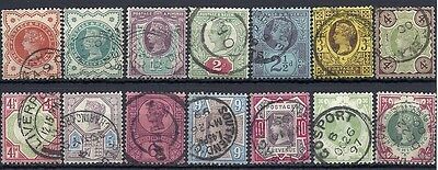 1887 Jubilee set Sg 197 - Sg 214 including both ½d and 1 - Mostly CDS FINE USED