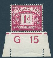 D2 1d Royal Cypher Postage due Control G15 imperf UNMOUNTED MINT