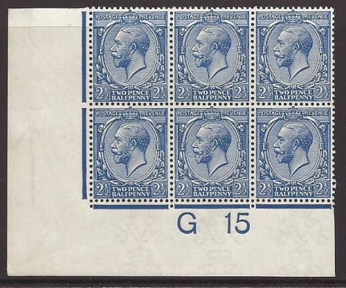 N21(4)c 2½d Bright Blue Royal Cypher Wmk Rev Control G15 imperf UNMOUNTED MINT