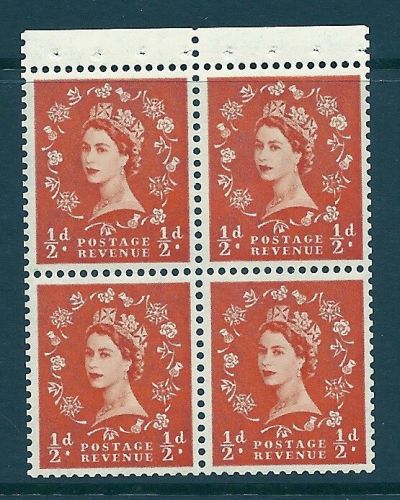 SB5 ½d x 4 Wilding booklet pane perf type P UNMOUNTED MNT MNH