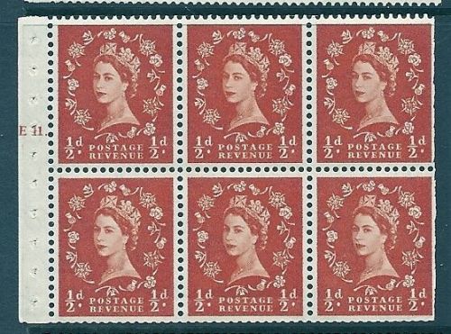 SB7 Wilding booklet pane M C Cream cylinder E11T Dot perf Ie UNMOUNTED MNT