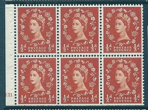 SB7 Wilding booklet pane M C Cream cylinder E11 No Dot perf I UNMOUNTED MNT