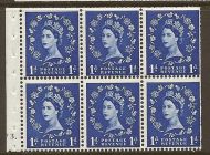 SB26 1d Wilding booklet pane cyl F3 Dot perf type Ie UNMOUNTED MNT MNH