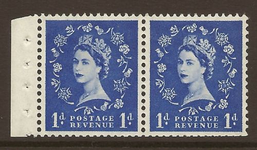 SB28 1d Wilding booklet pane perf type E(½v) UNMOUNTED MNT MNH