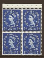 SB34 1d Crowns left Wilding booklet pane perf type I UNMOUNTED MNT MNH