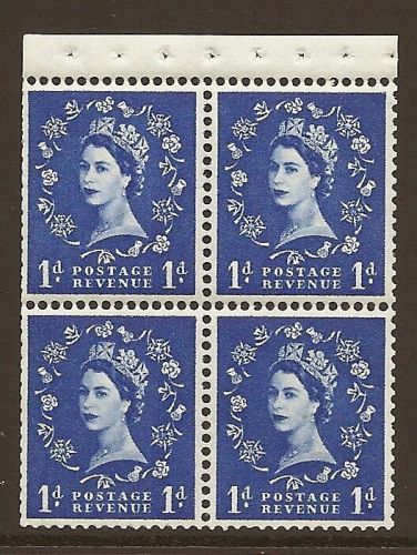 SB34 1d Crowns left Wilding booklet pane perf type I UNMOUNTED MNT MNH