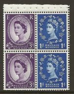 SB38a Wilding booklet pane perf type AP with flaw UNMOUNTED MNT